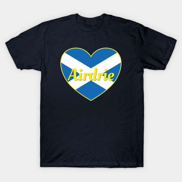 Airdrie Scotland UK Scotland Flag Heart T-Shirt by DPattonPD